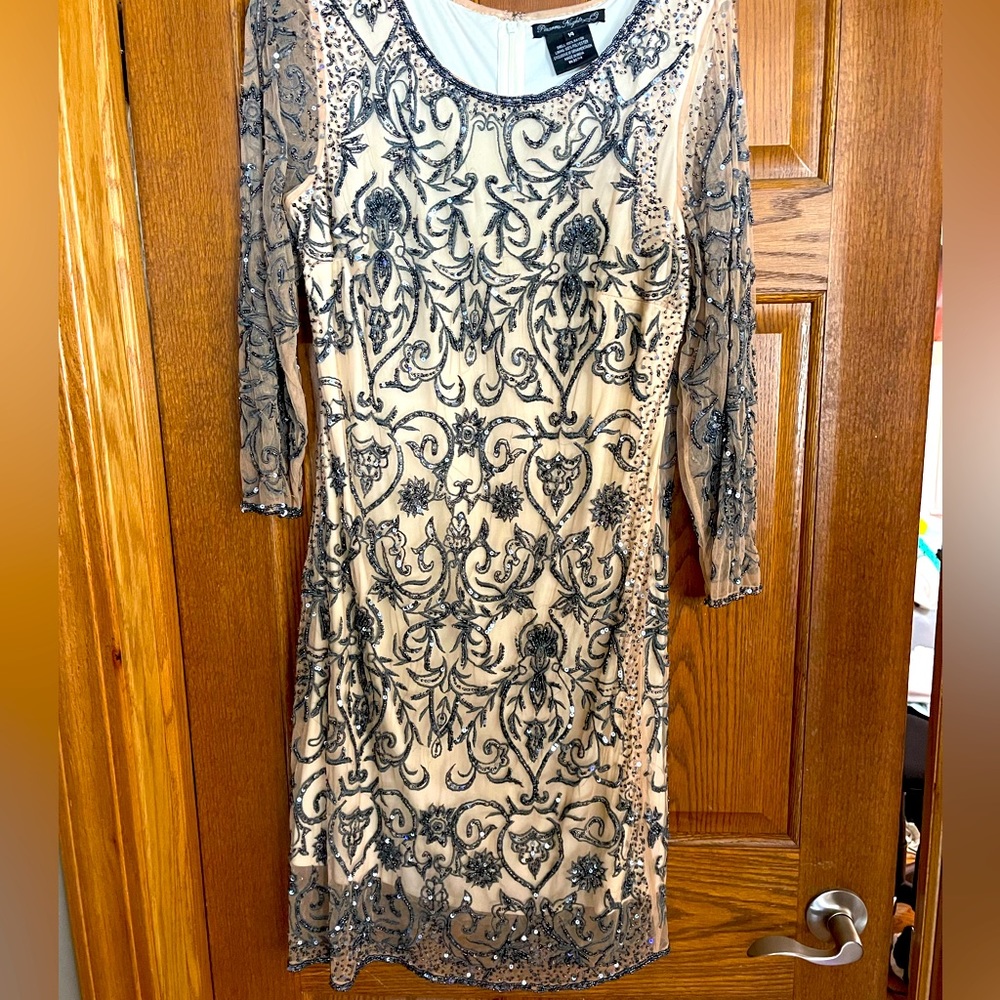 Hand beaded dress from Nordstrom worn once size 14. Smoke free home. Well made
